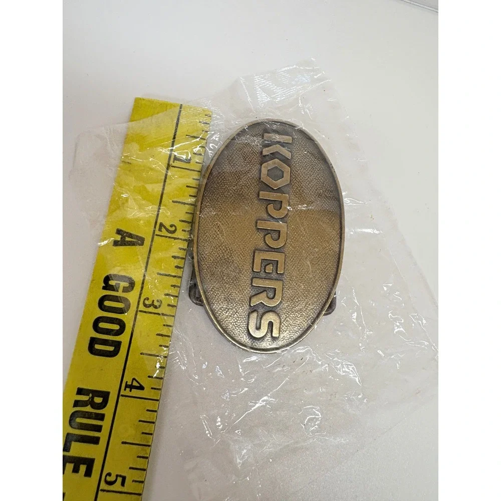 Vintage Koppers Industrial Belt Buckle Brass Tone Oval Textured Metal